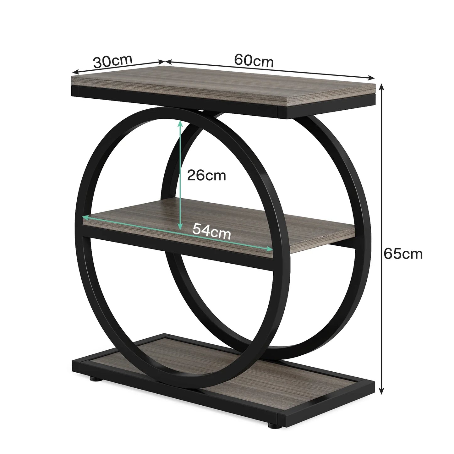 Tribesigns End Table, Narrow End Table with 3 Storage Shelves,