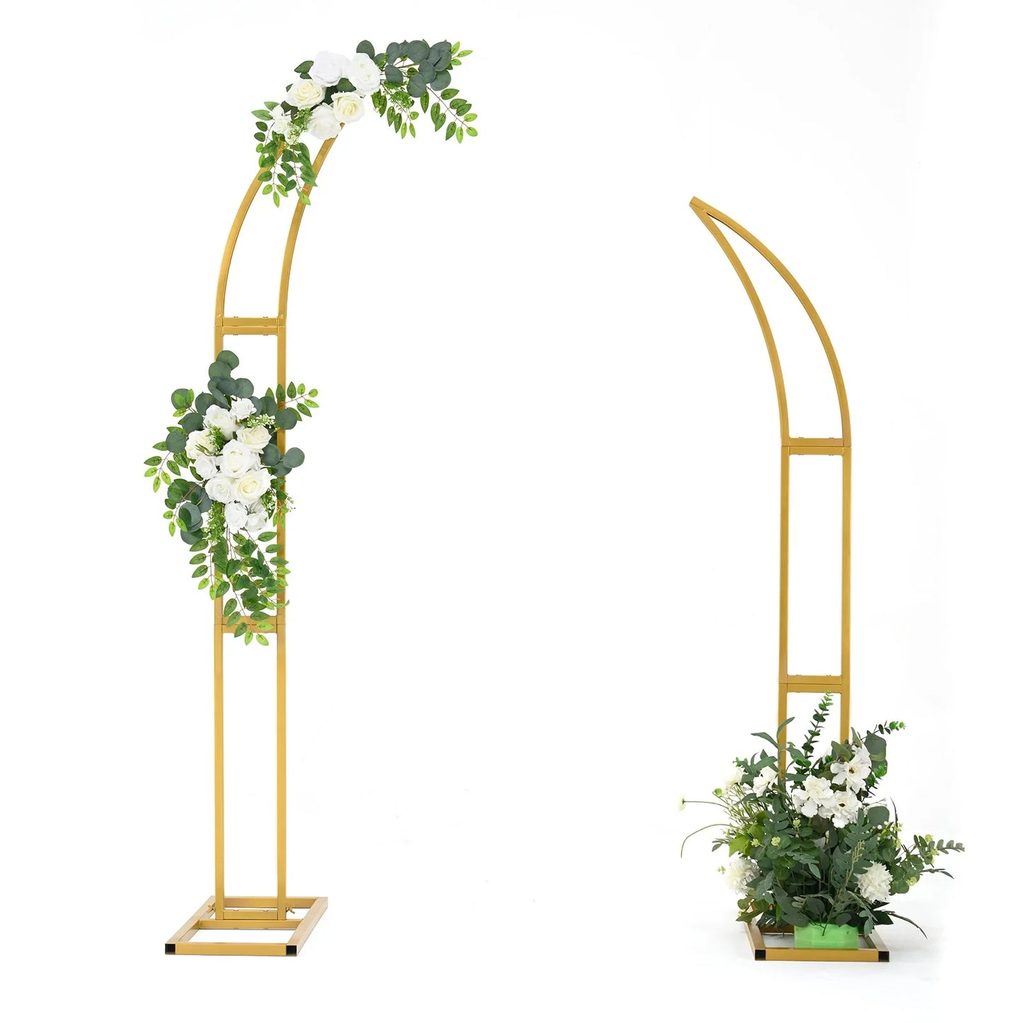 2pcs Curved Wedding Arch Backdrop  5.9ft,6.9ft Half Moon Stand
