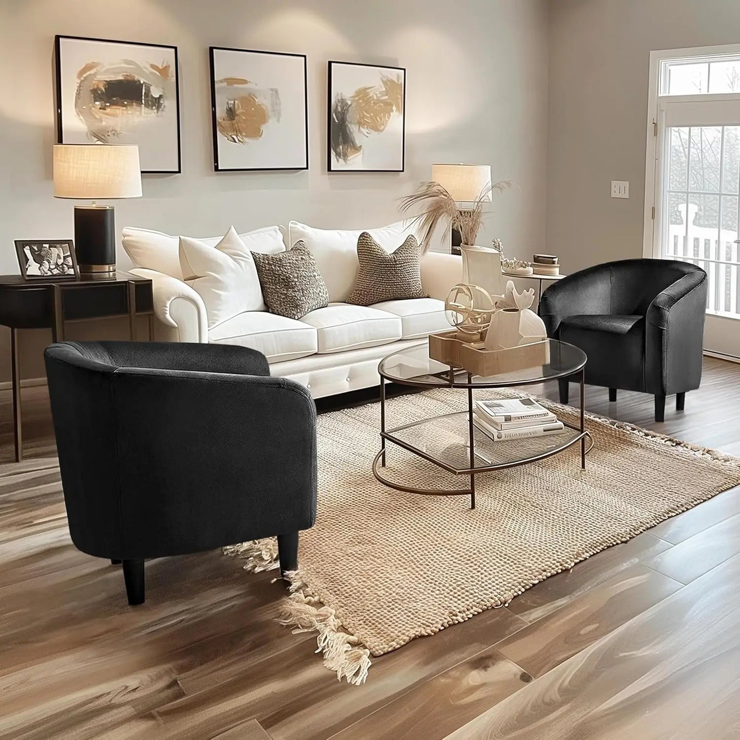 Barrel Chair, Modern Accent Chair Comfy Velvet Chair  for Living Room Bedroom Office,