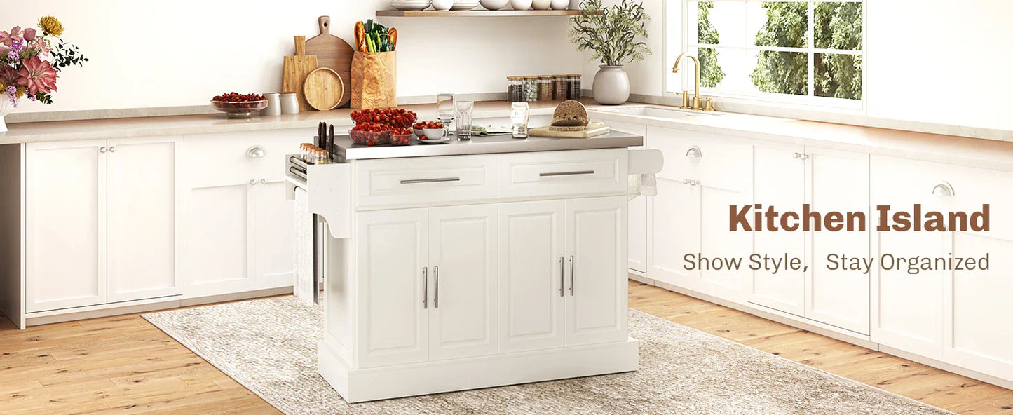 Rolling Kitchen Island Cart with Wheels, Portable Island Table for Kitchen