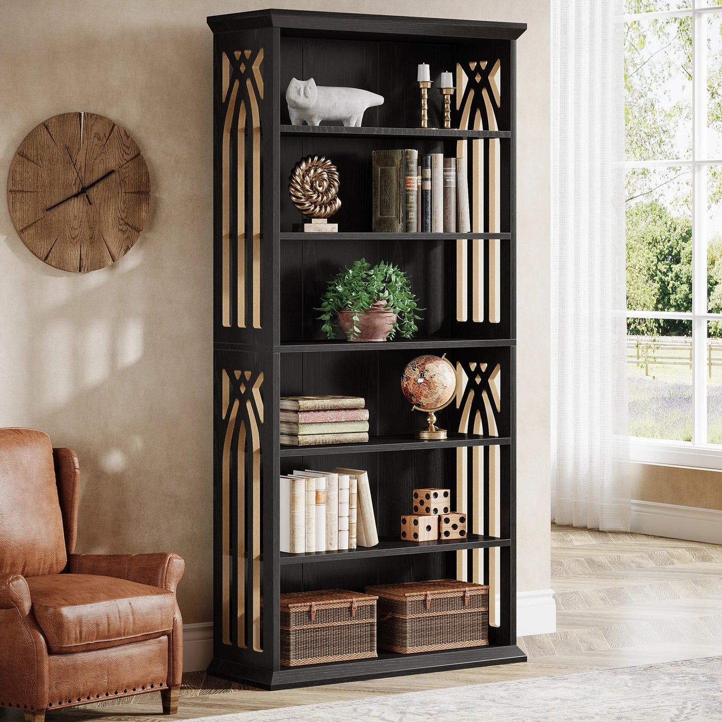 Tribesigns 6-Tier Bookshelf, 75-Inch Tall Bookcase,  Freestanding Display Shelves,