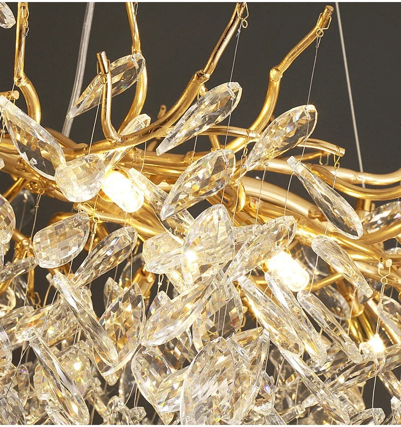 2025 Luxury Gold Crystal LED Chandeliers Living Dining  Lustre Ceiling Pendant Lamps I