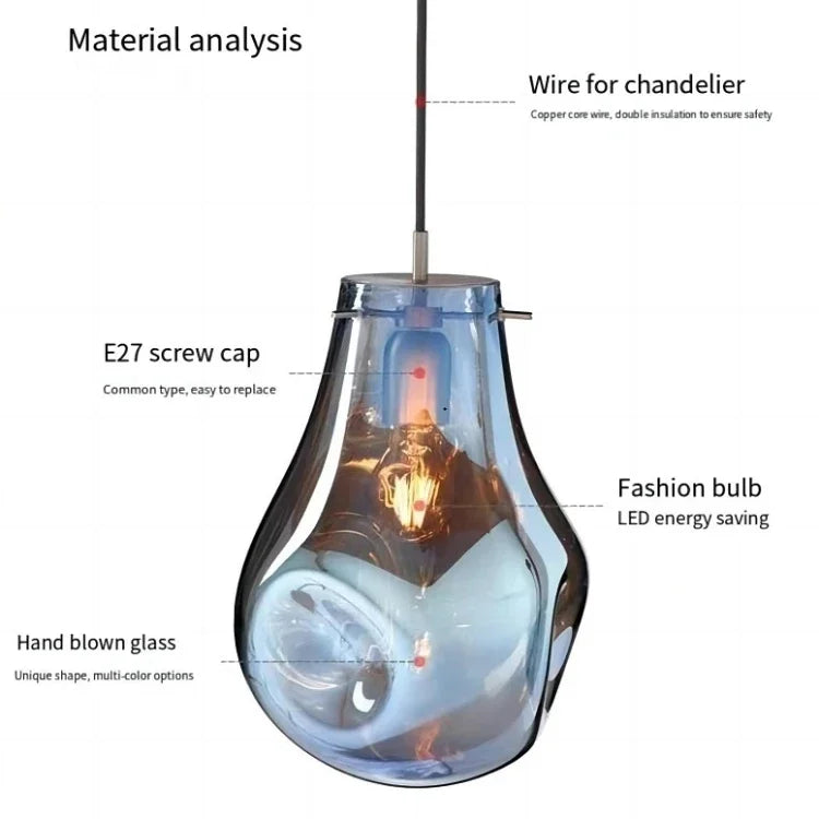 Modern Creative Colorful Glass Chandelier Contemporary Irregular Shape