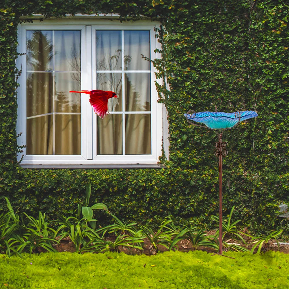 Large Outdoor Glass Bird Bath Garden Feeding Bowl