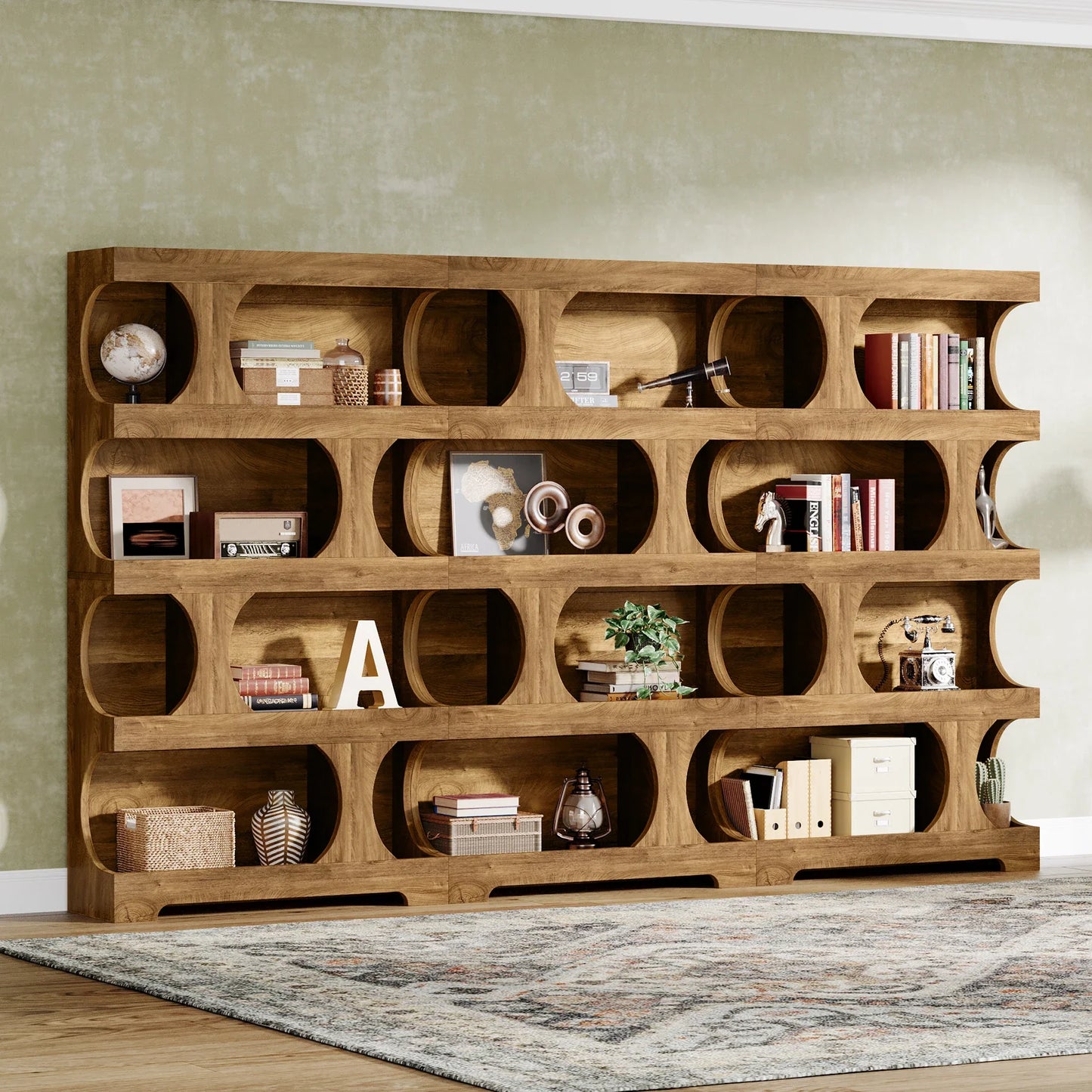 Tribesigns 71" Tall Bookcase, 4-Tier S-Shaped Bookshelf, Wood Modern Freestanding Display Shelves