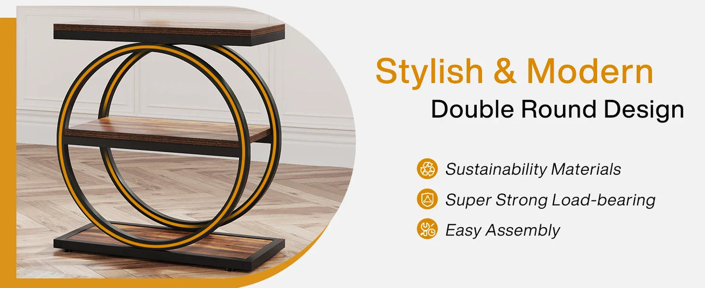 Tribesigns End Table, Narrow End Table with 3 Storage Shelves,