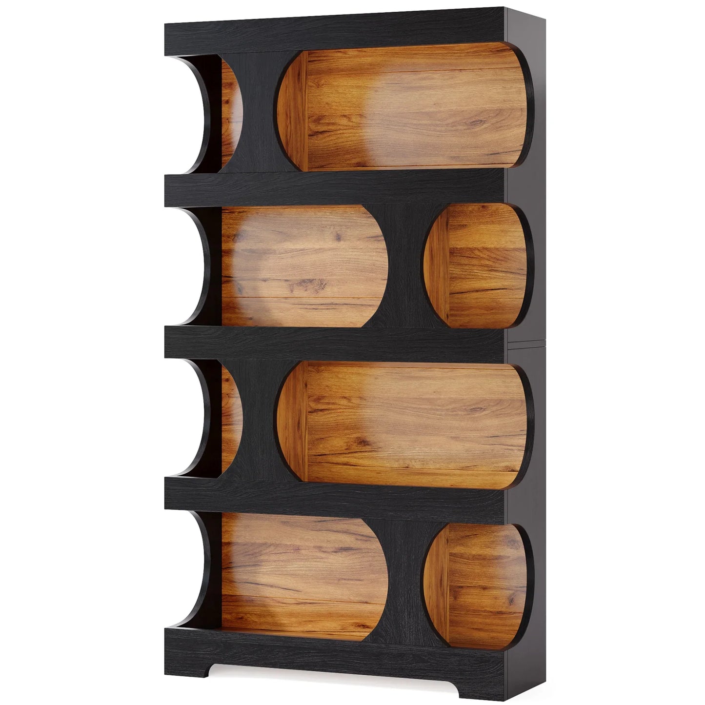 Tribesigns 71" Tall Bookcase, 4-Tier S-Shaped Bookshelf, Wood Modern Freestanding Display Shelves