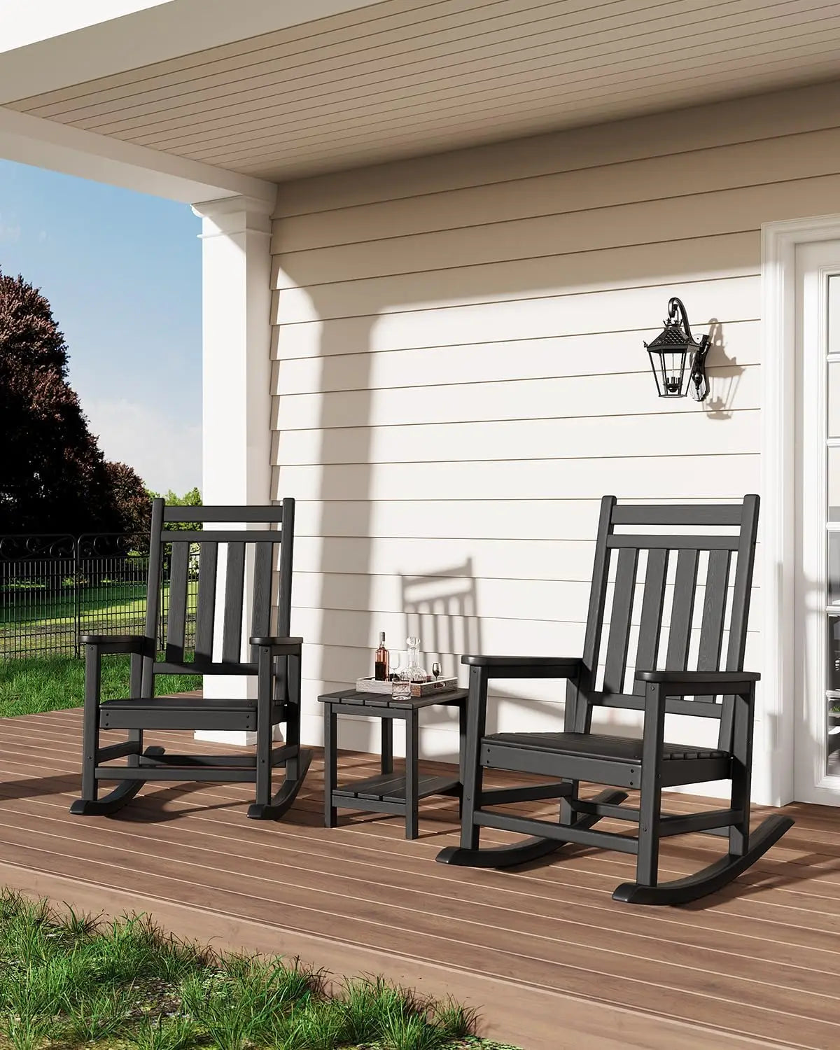 Outdoor Rocking Chair, All-Weather  Patio Rocking Chairs for Adults, 380lbs Weight Capacity, for Porch