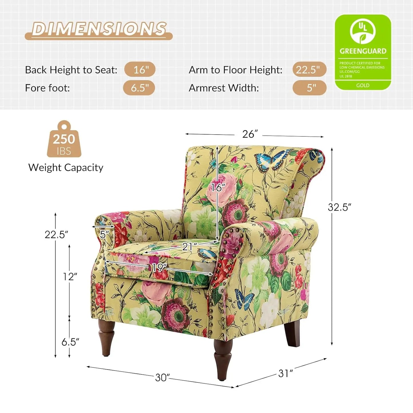 Modern Wingback Accent Chair with Wood Legs & Removable Cushion, Comfy Upholstered Armchair , Different Fabrics