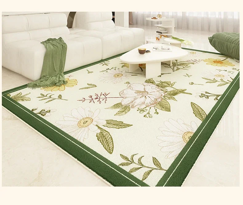 American Retro Carpets for Living Room Thick  Decor Flower Pattern Carpet