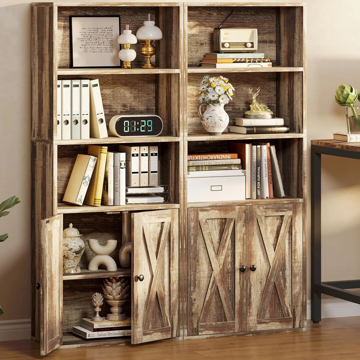 IRONCK Industrial Bookshelves and Bookcases with Doors 11.8 in  5 Shelf  Bookcase