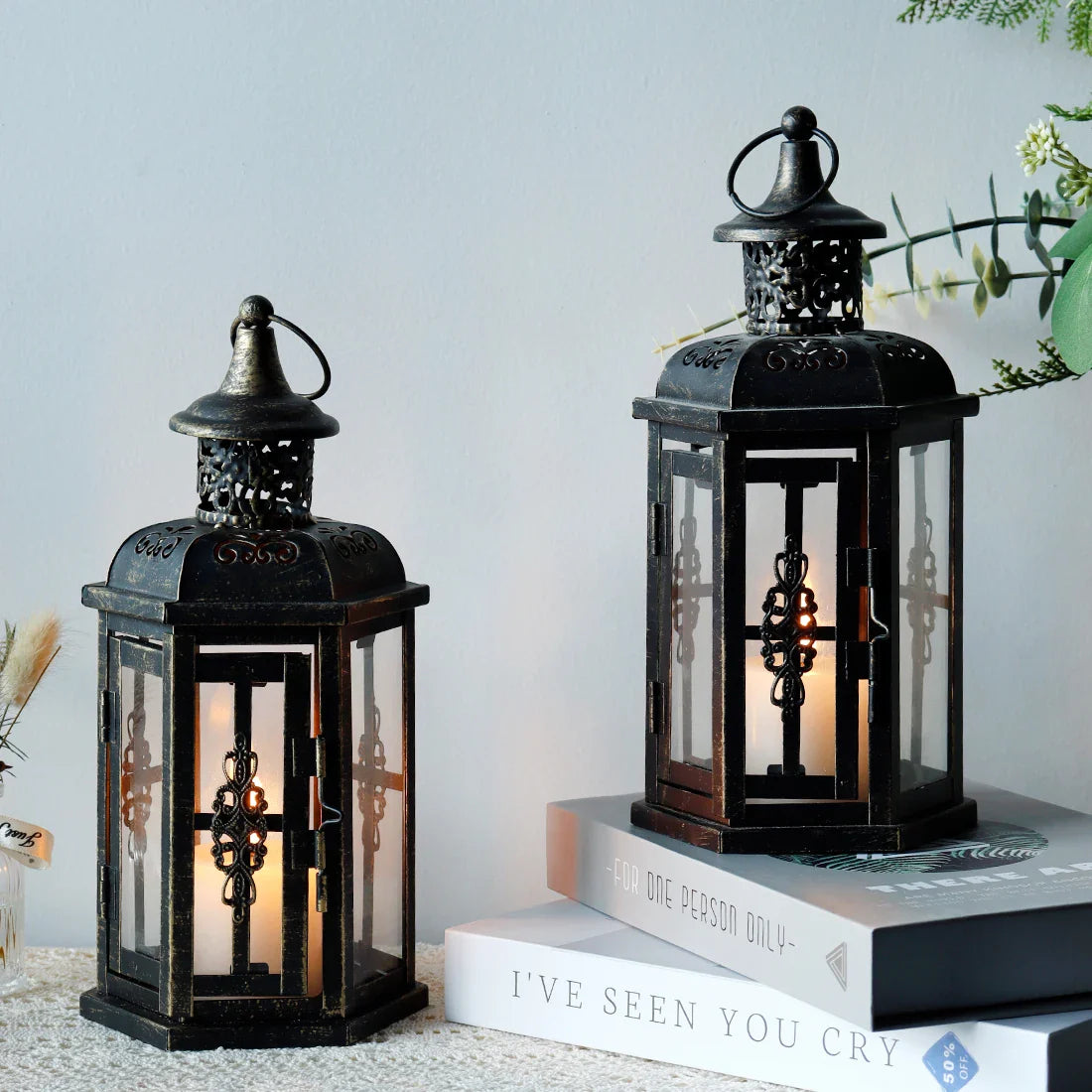 Vintage Nordic Candle Holder Lanterns Candles Aesthetic Hanging Lantern