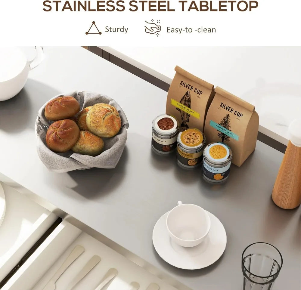 Rolling Kitchen Island Cart with Wheels, Portable Island Table for Kitchen