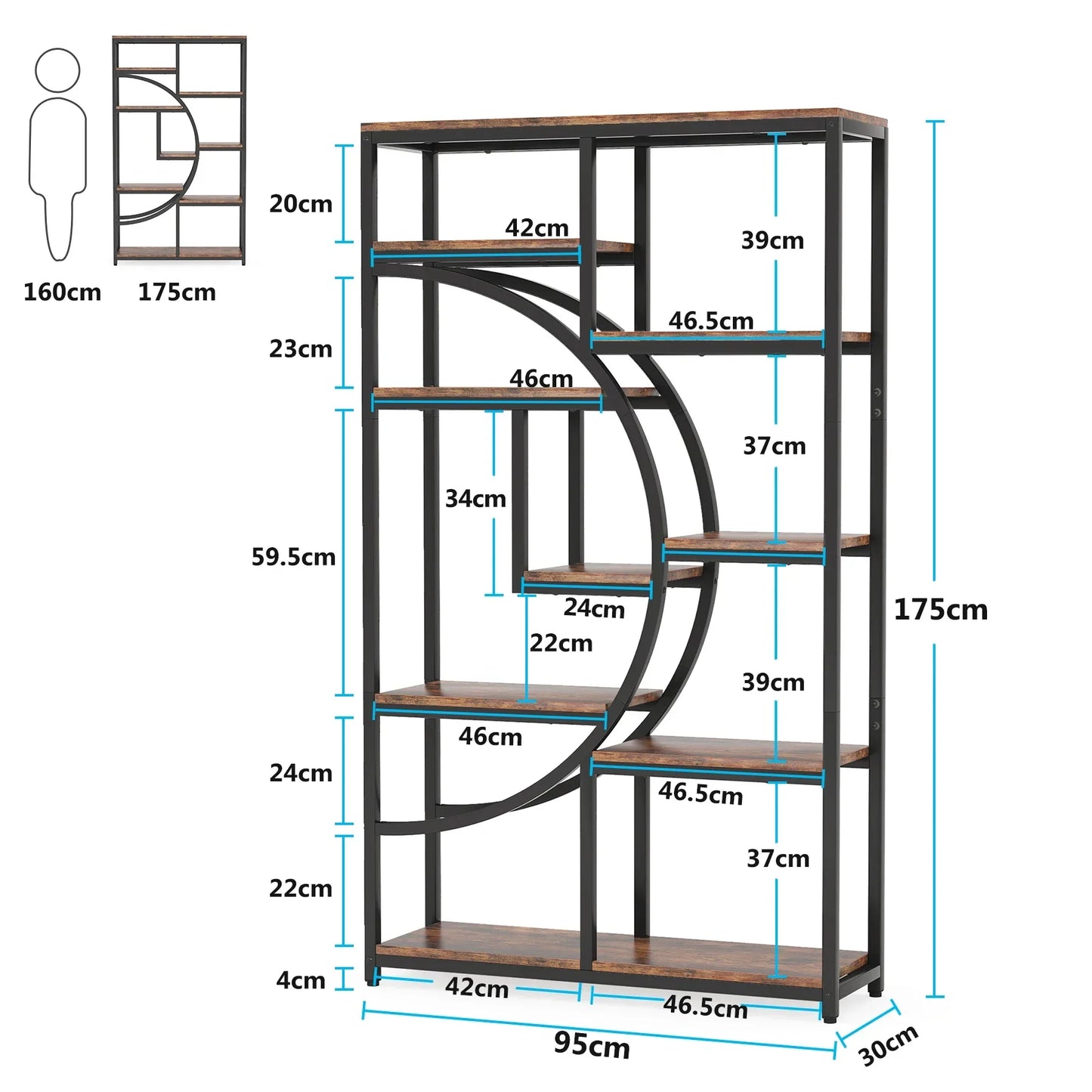 Tribesigns Bookshelf Industrial 5 Tier Etagere Bookcase,
