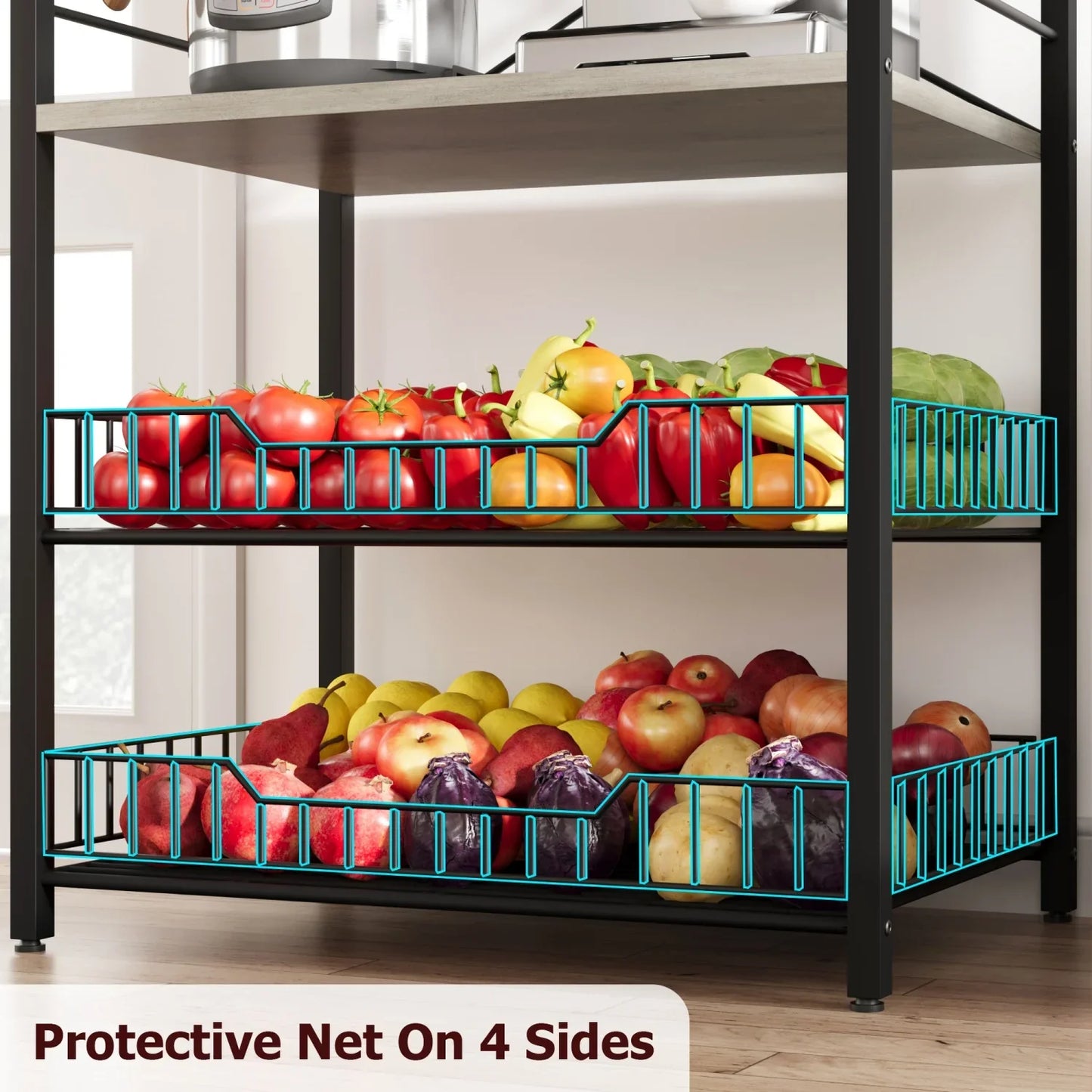 Kitchen Bakers Rack Microwave Oven Stand Coffee Bar Station
