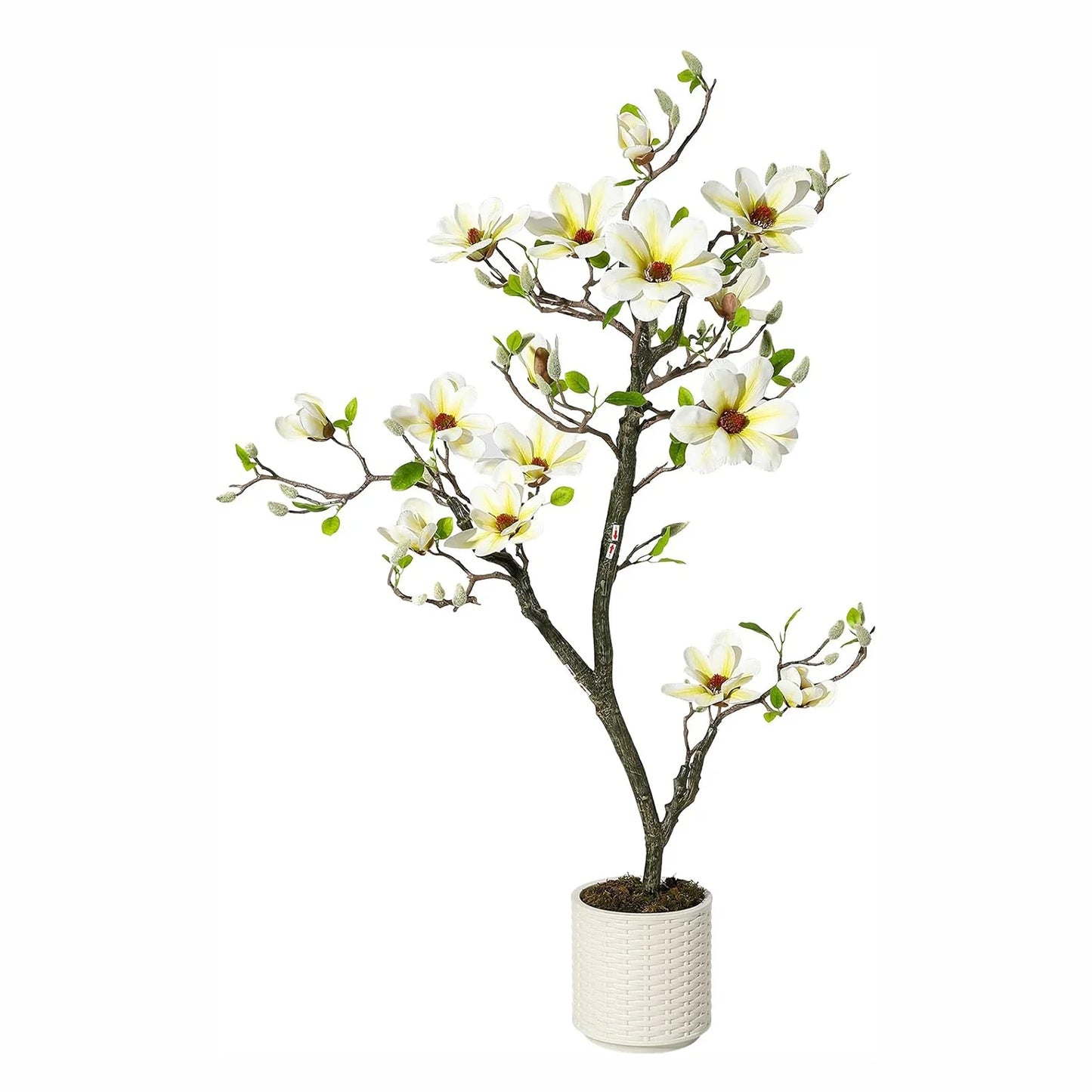 Artificial Magnolia Plant Faux Flower Trees  with LED Light for Yard Patio Home