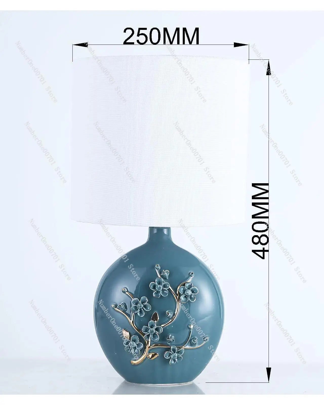 3D Plum Blossom Ceramic Table Lamp, Ceramic Lamp, Desk Lamp