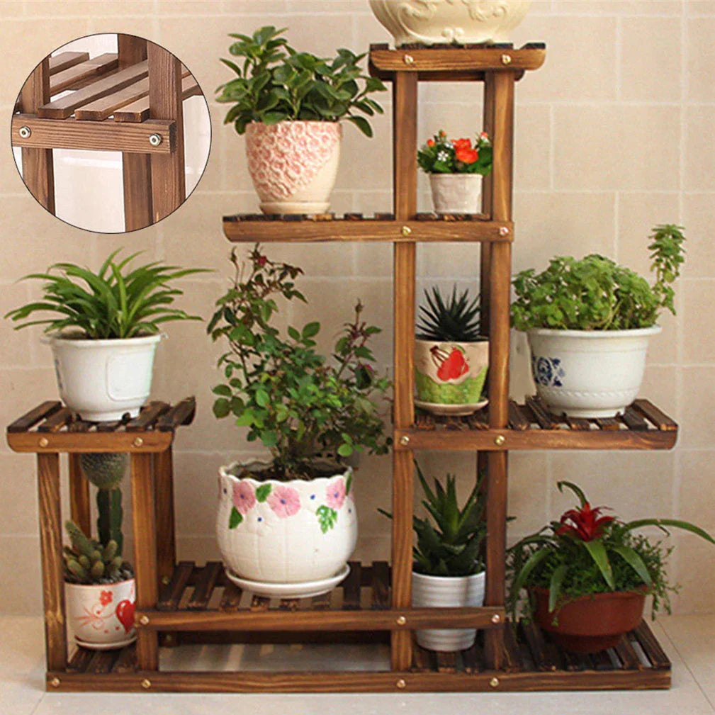 Wooden Plant Stand 5 Tier Corner Shelf Storage Rack for Indoor Outdoor Garden