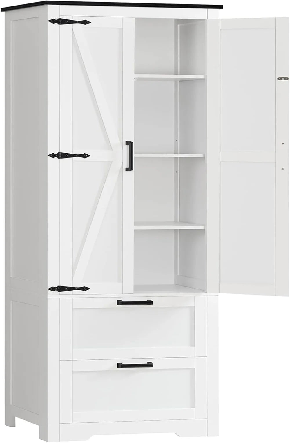 66.2" Farmhouse Storage Cabinet with 2 Doors & Drawers Kitchen Bathroom Living Room