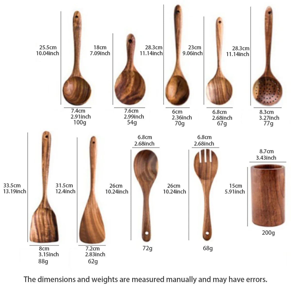 Wood Kitchenware Cooking Set Household Spatula Spoon Set Salad Spoon Fork Stirring Spoon With storage bucket
