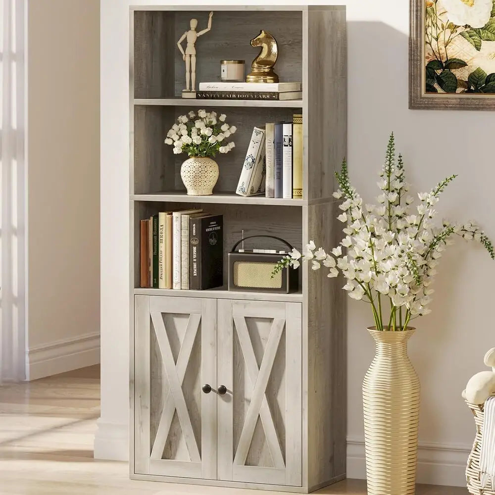 IRONCK Industrial Bookshelves and Bookcases with Doors 11.8 in  5 Shelf  Bookcase