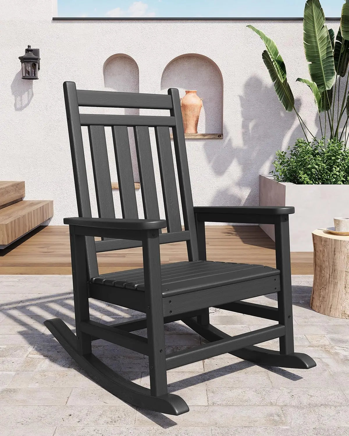 Outdoor Rocking Chair, All-Weather  Patio Rocking Chairs for Adults, 380lbs Weight Capacity, for Porch