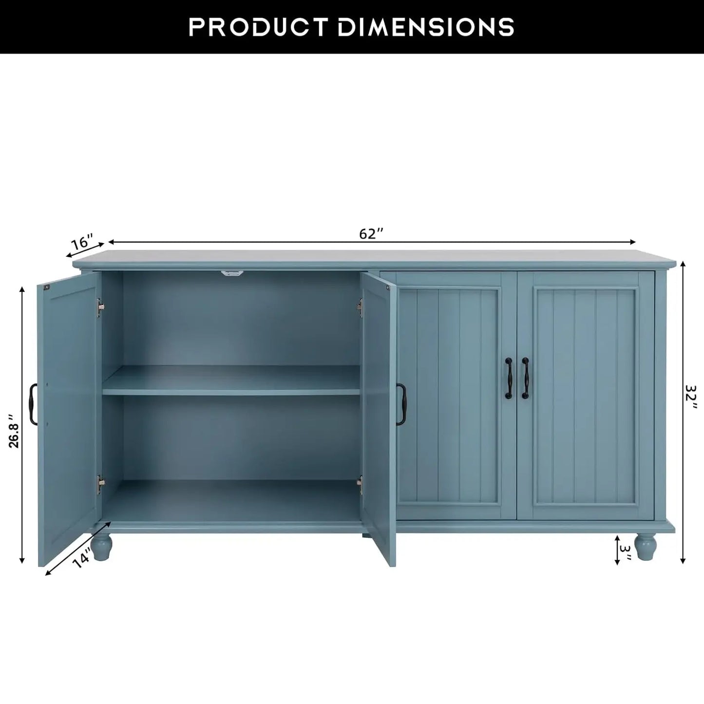 Buffet Cabinet with Storage,  4 Doors,Sideboard Buffet Cabinet for Dinning