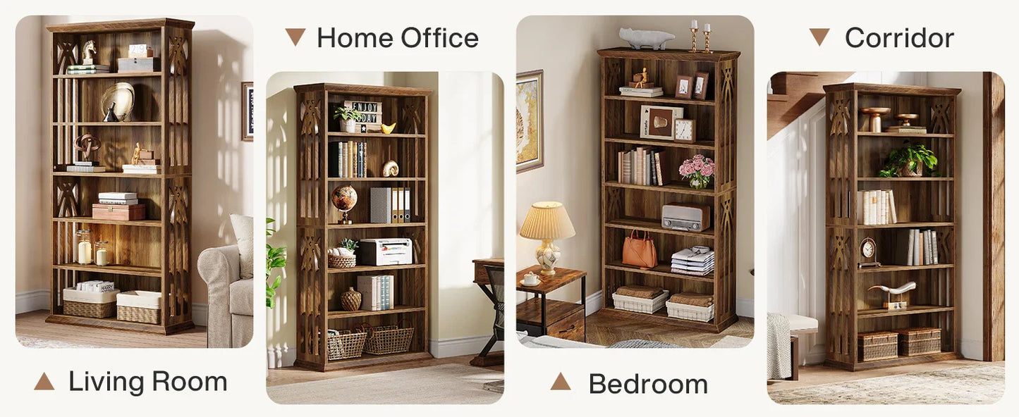 Tribesigns 6-Tier Bookshelf, 75-Inch Tall Bookcase,  Freestanding Display Shelves,
