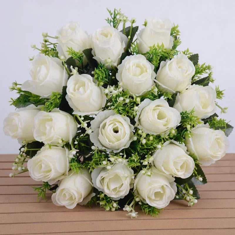 18 Heads Rose Bouquet  Silk  Bouquet Wedding  Flowers
