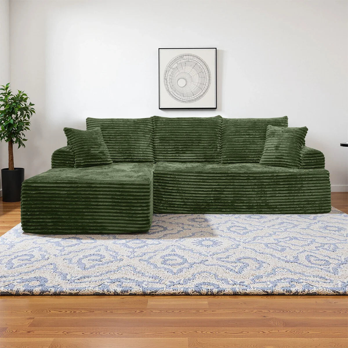 95" L-Shaped Sofa Chaise, Rabbit Fleece Upholstery, Ultra Soft & Comfortable, Ready to Use Out of the Box