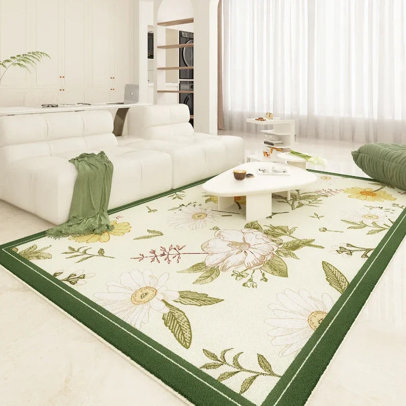 American Retro Carpets for Living Room Thick  Decor Flower Pattern Carpet