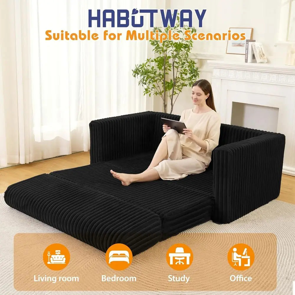 Convertible Sleeper Chair with Armrest, Portable Couch Bed for Living Room, Bedroom