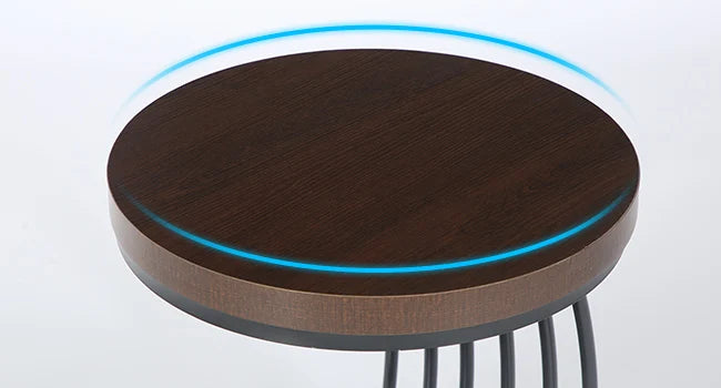 Round End Side Table: Side  Small Bedside Table Accent Table with Arc-Shaped Frame