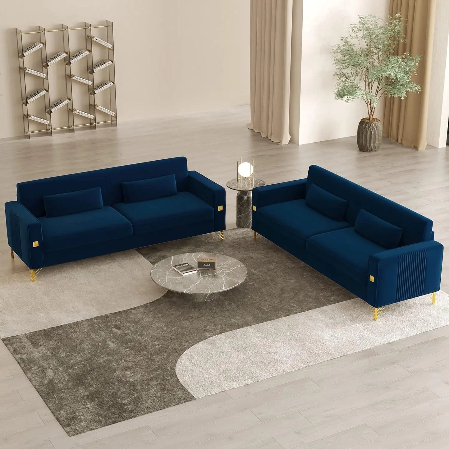 85.63" Velvet Sofa,Modern Loveseat Couch with Pillows Set of 2 for Living Room,Bedroom  6 different colors