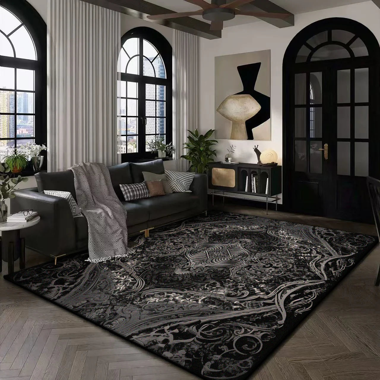 Large Modern Area Rug for Living Room  Plush Non-Slip Floor Machine Washable