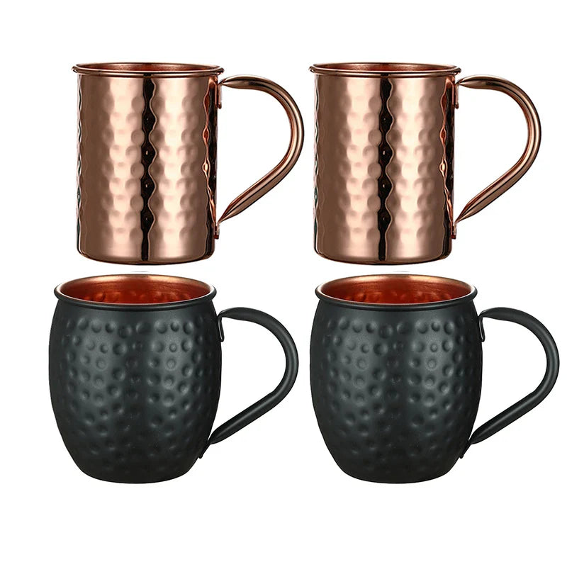 4PCS 550ml 18 Ounces Hammered Copper Plated  Moscow Mule Mug