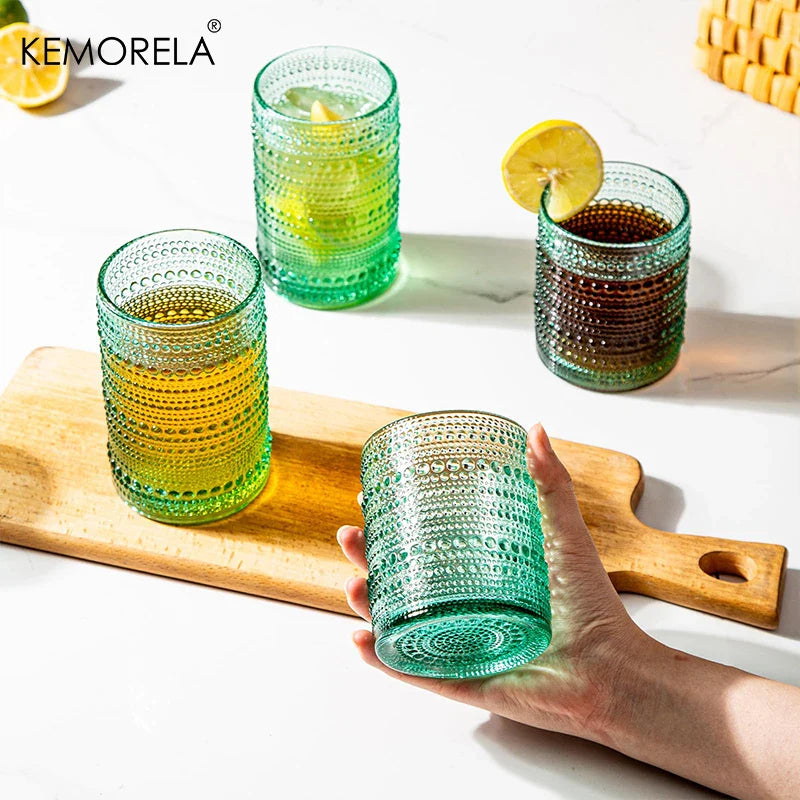 8PCS Vintage Raindrop Glass Cup 300/400ML Highball Glasses