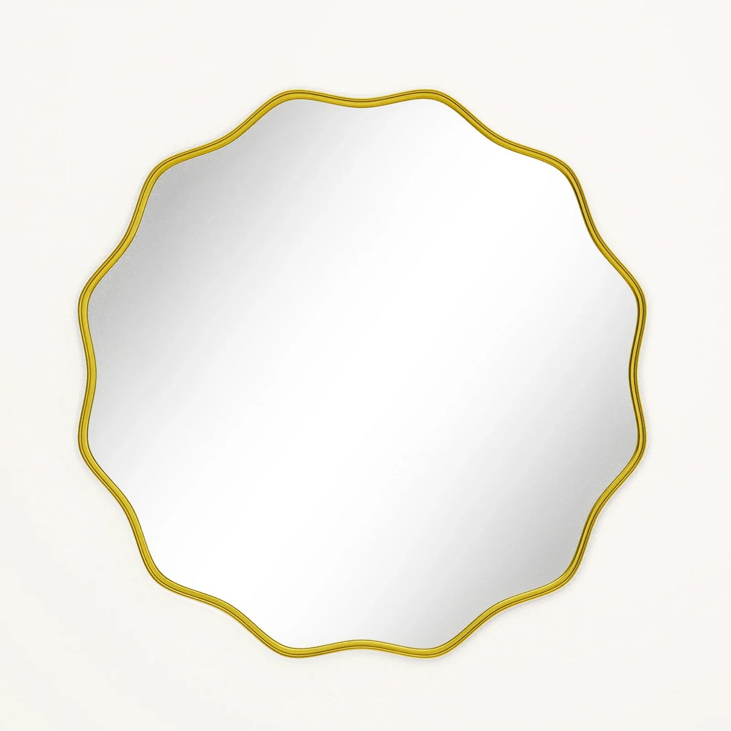 Wavy Round Bathroom Mirror Decorative Wall Mirror with Deep Frame