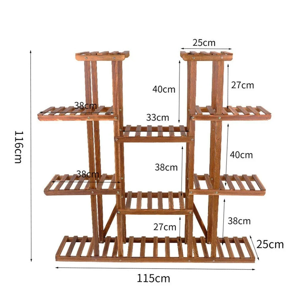Multi-Tier Plant Stand, 46in Height Wood Flower Rack Holder Indoor Outdoor for Patio Gard