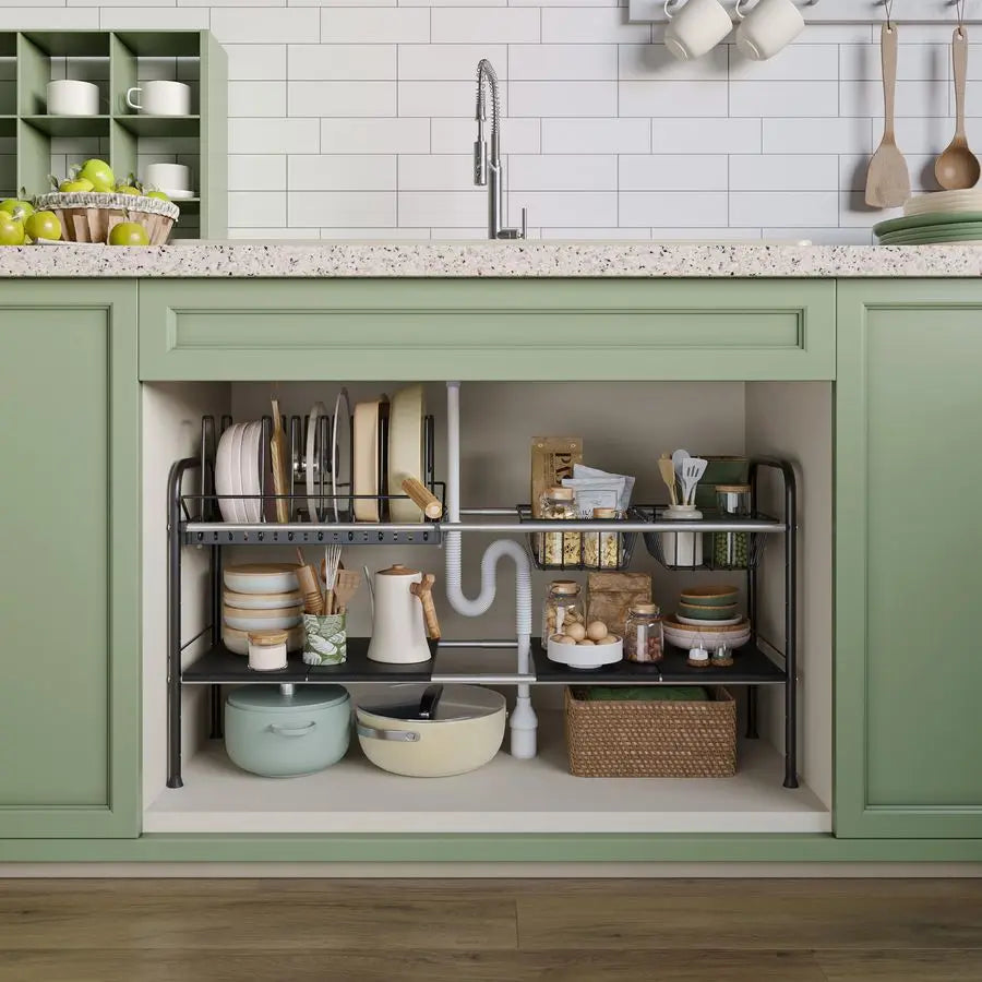 Adjustable Under Sink Organizers and Storage,Pots and Pans  Lid Organizers