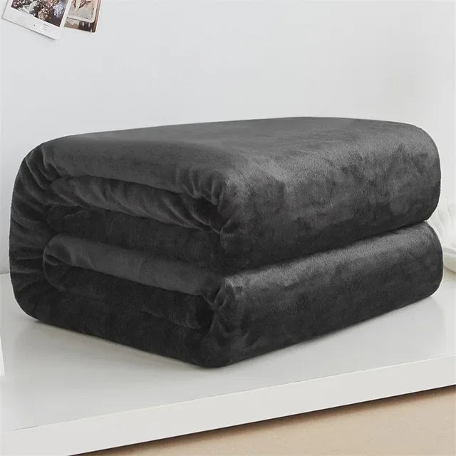 Coral Fleece Flannel Blankets Solid