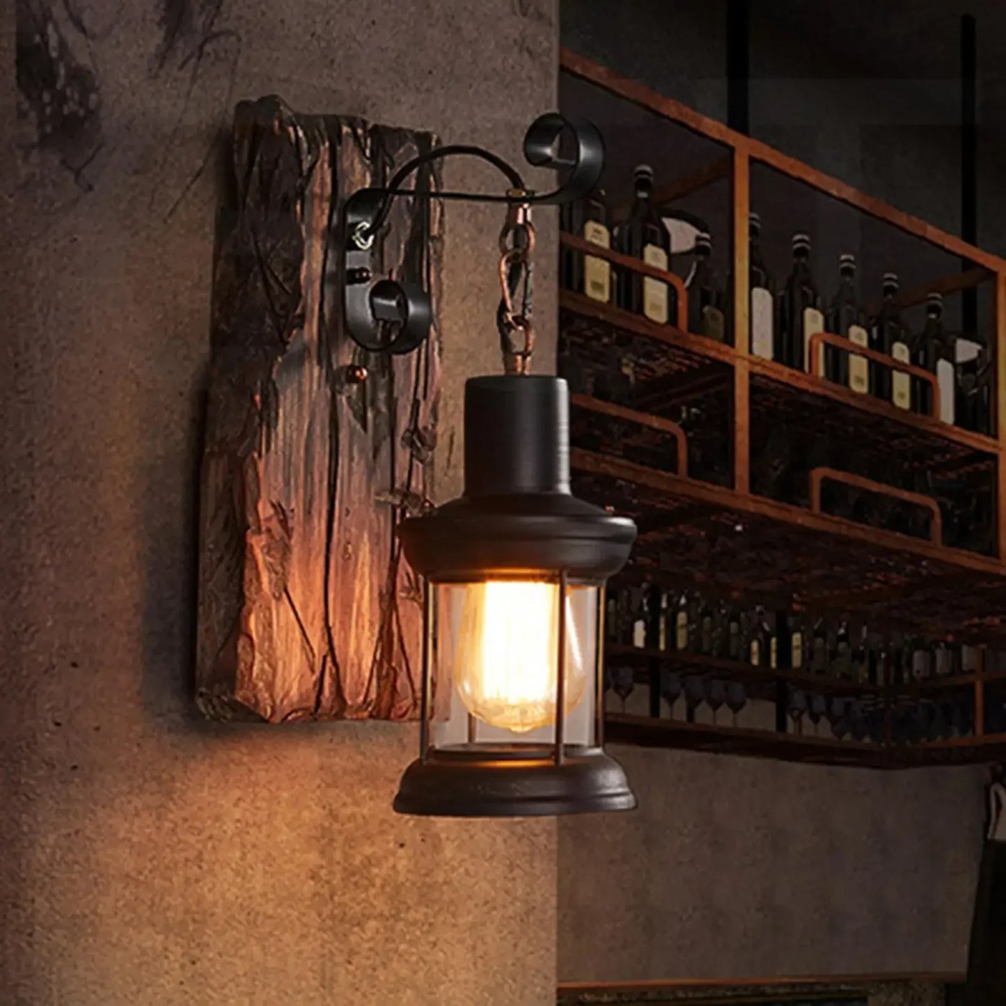 Antique New Style Industrial Wood Wall Sconce Light
