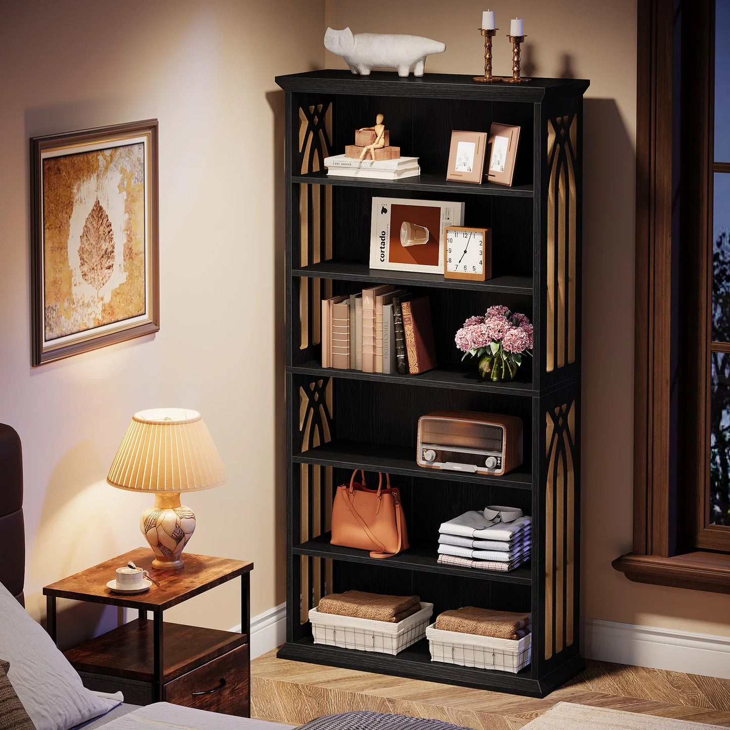Tribesigns 6-Tier Bookshelf, 75-Inch Tall Bookcase,  Freestanding Display Shelves,