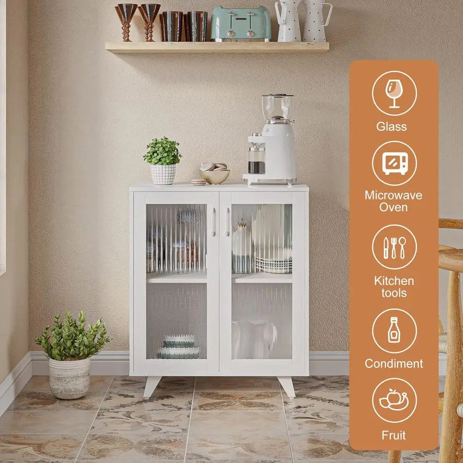 Kitchen Buffet Server Table Accent Sideboard  Cabinet 27inch, White