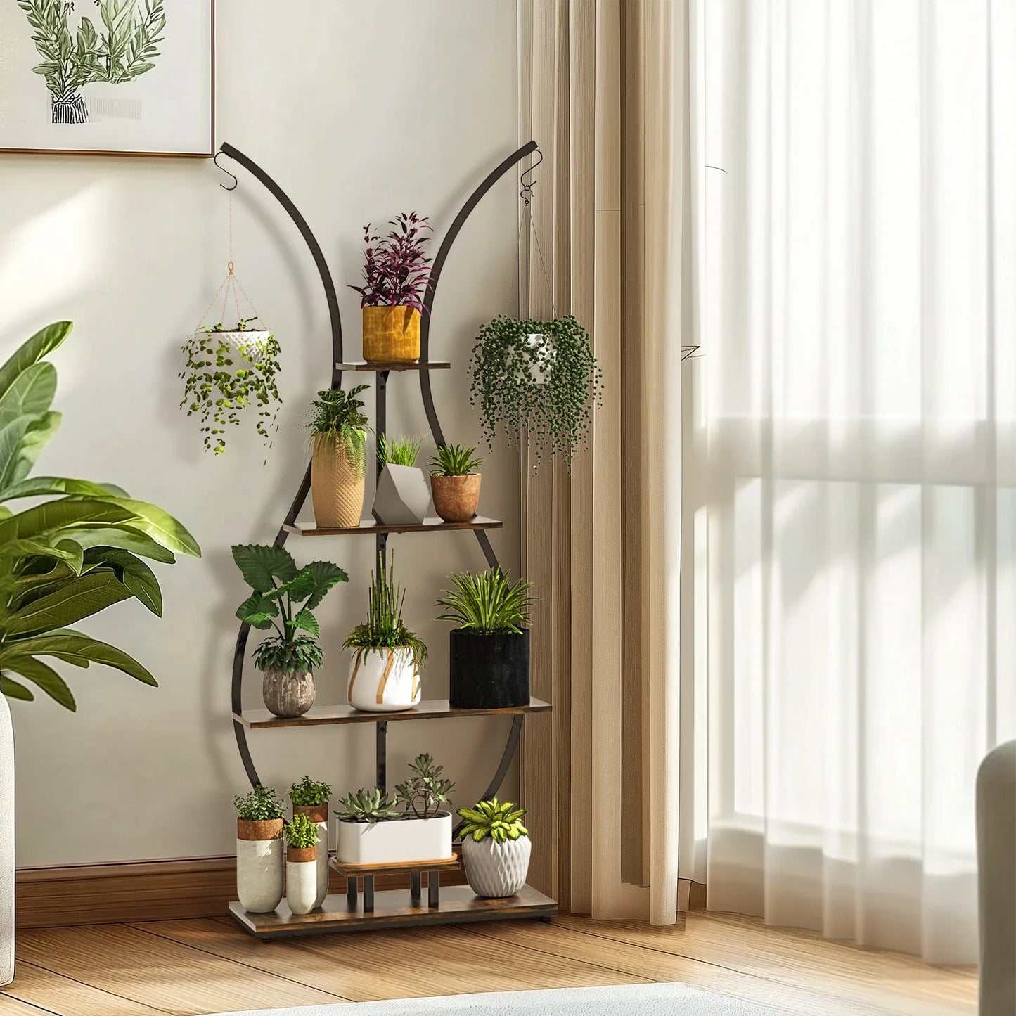 Large Vase Shaped Plant Stand 5 Tier Planter Display  for Home Patio Decor