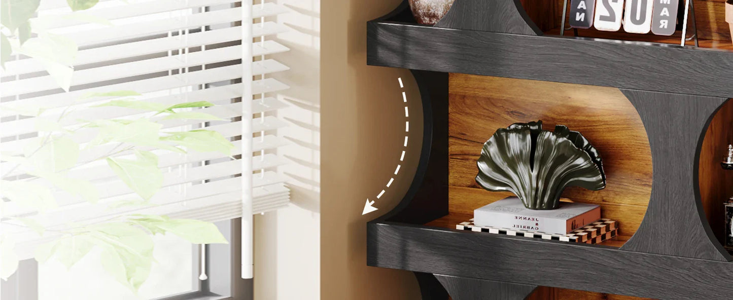 Tribesigns 71" Tall Bookcase, 4-Tier S-Shaped Bookshelf, Wood Modern Freestanding Display Shelves