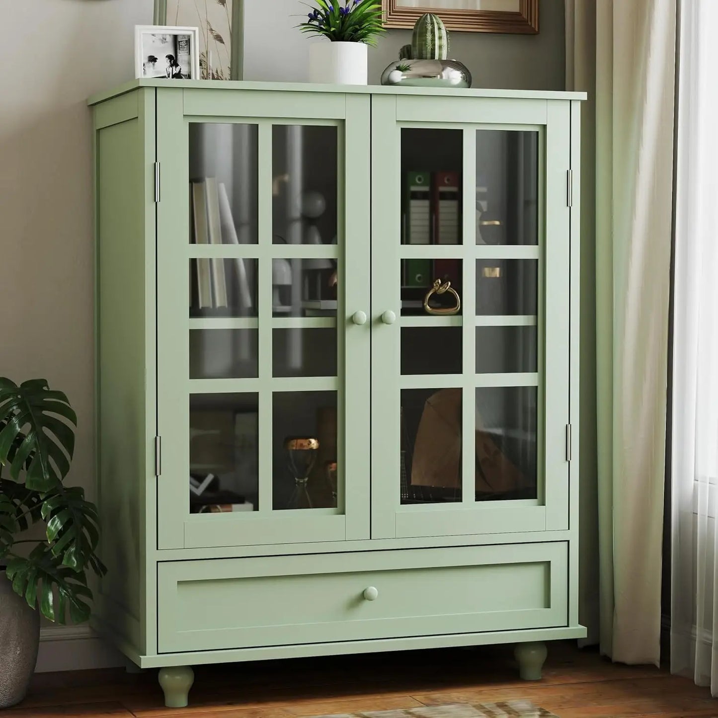 Sideboard Buffet Cabinet,  Entryway Cabinet with Glass Doors Drawer