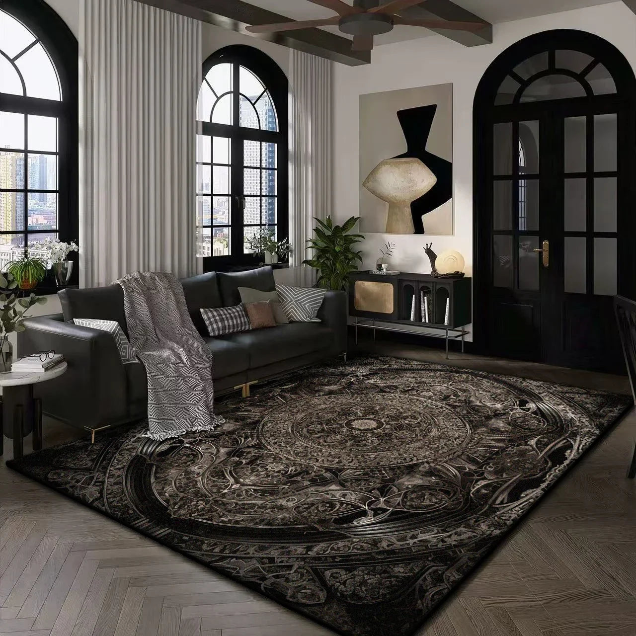 Large Modern Area Rug for Living Room  Plush Non-Slip Floor Machine Washable