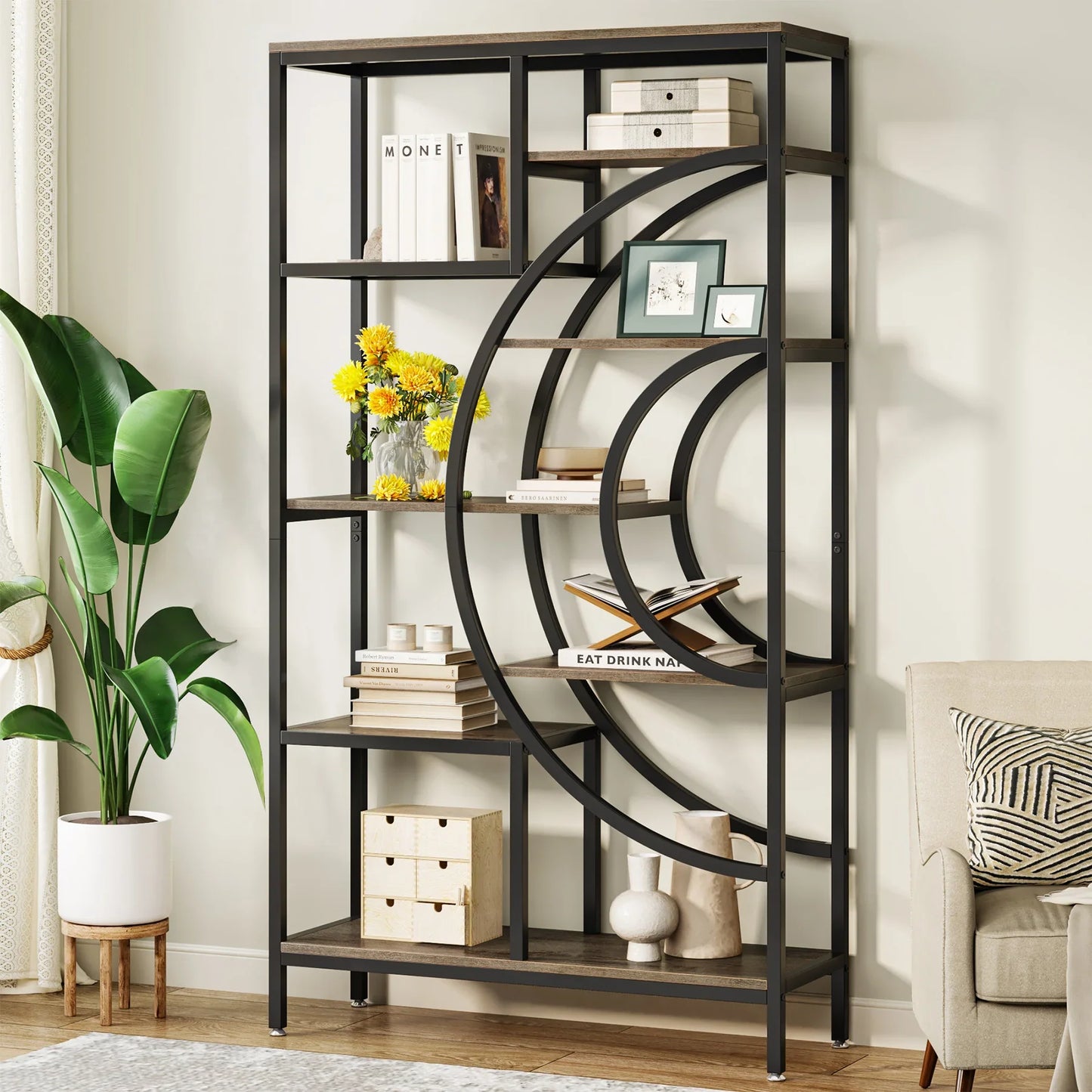 Tribesigns Bookshelf Industrial 5 Tier Etagere Bookcase,