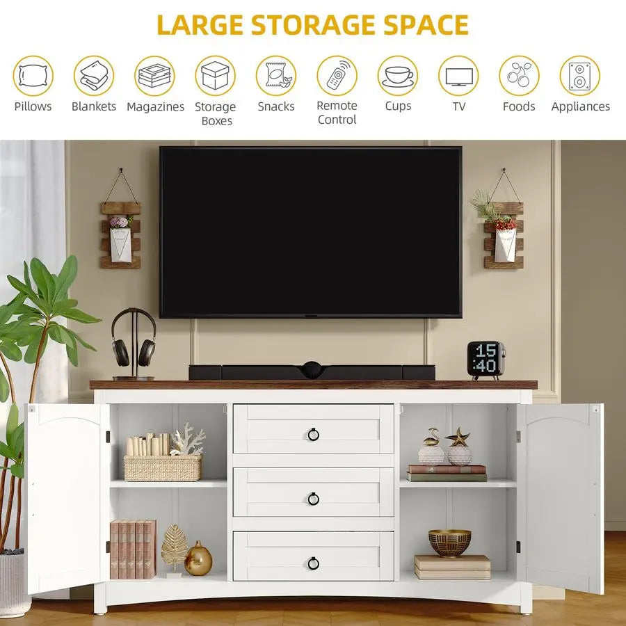 Farmhouse Sideboard Buffet Cabinet with Storage, Kitchen Cabinets